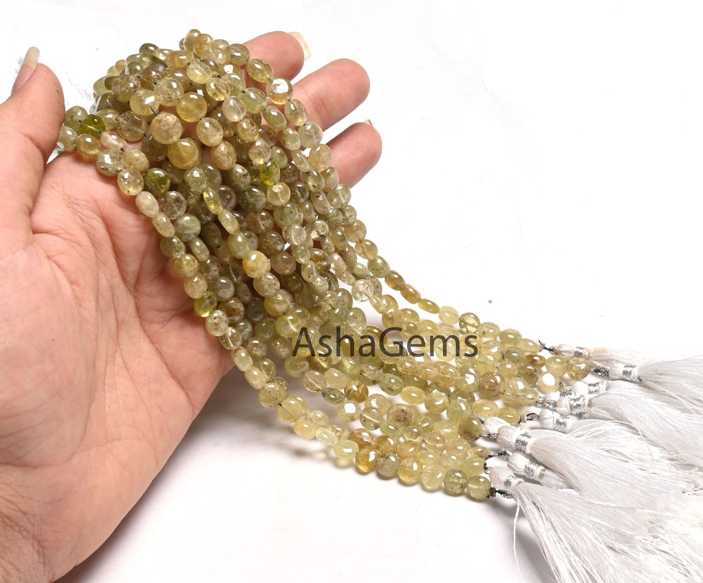 Natural Green Vessonite Smooth Coin Shape Handmade Beads, Vessonite Coin Straight Drill Gemstone Loose Beads Vesuvianite Bead Jewelry Crafts