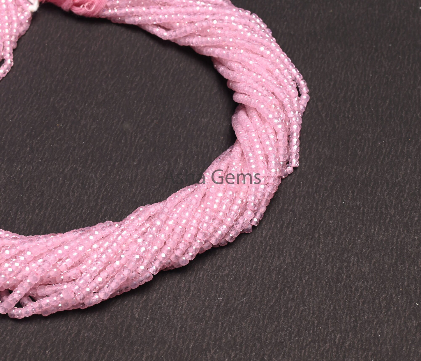 15" Strand Pink Zircon Micro Cut faceted Beads,3 mm AAA Quality Pink Color Zircon Machine Cut Rondelle Shape Beads Jewelry Making Craft SALE