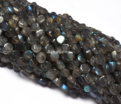 Beautiful Labradorite Smooth Coin shape Beads Natural Black Rainbow Handmade Uneven Coin Gemstone Beads Briolette Jewelry Beads For Crafts