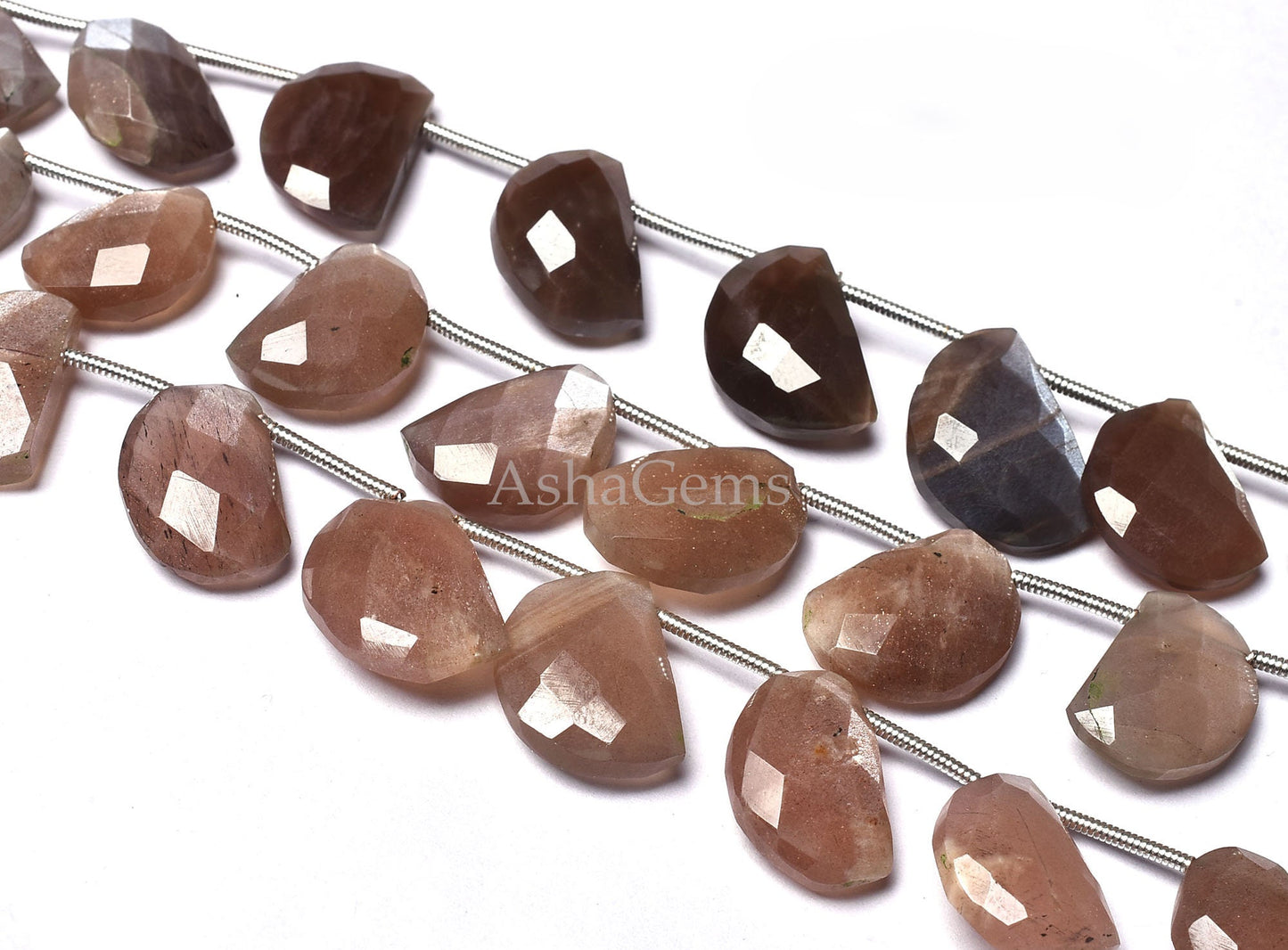 Amazing Chocolate Moonstone Beads,fancy D Shape Beads,Moonstone Faceted Beads,6.5" Strand Shaded Brown Moonstone Faceted Checker Cut Beads