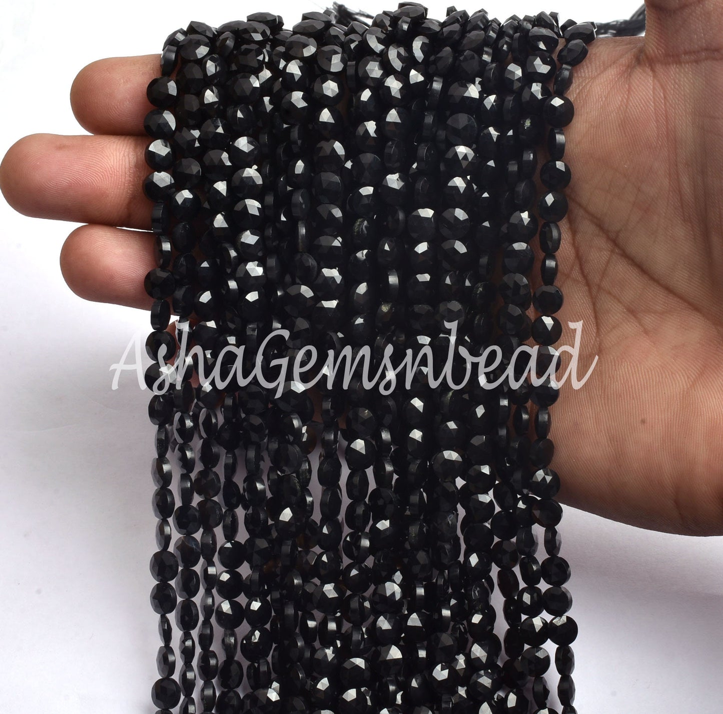AAA Black Spinel Faceted Coin Shape Beads,6 mm,13" Strand Black Spinel Machine Cut Briolette  Spinel Gemstone Bead Jewelry Making Craft SALE