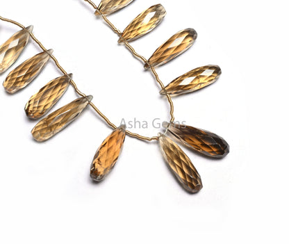 Fine Bear Quartz Fancy Long Drops Faceted Gemstone Beads,6.5-23 mm Natural Bear Quartz Side Drill Teardrop Briolette Bead Jewelry Craft SALE