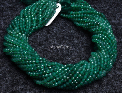 Beautiful Green Onyx Faceted Rondelle Shape Beads,3.20 mm, Shaded Green Onyx Machine Cut Beads, AAA Onyx Micro faceted Beads Jewelry Making