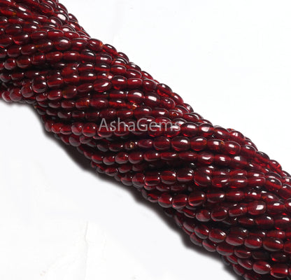 13" Strand Fine Red Garnet Color Hydro Smooth Oval Shape Handmade Beads,5.5-7 mm Maroon Red Hydro Plain Oval Beads Jewelry Making Craft SALE