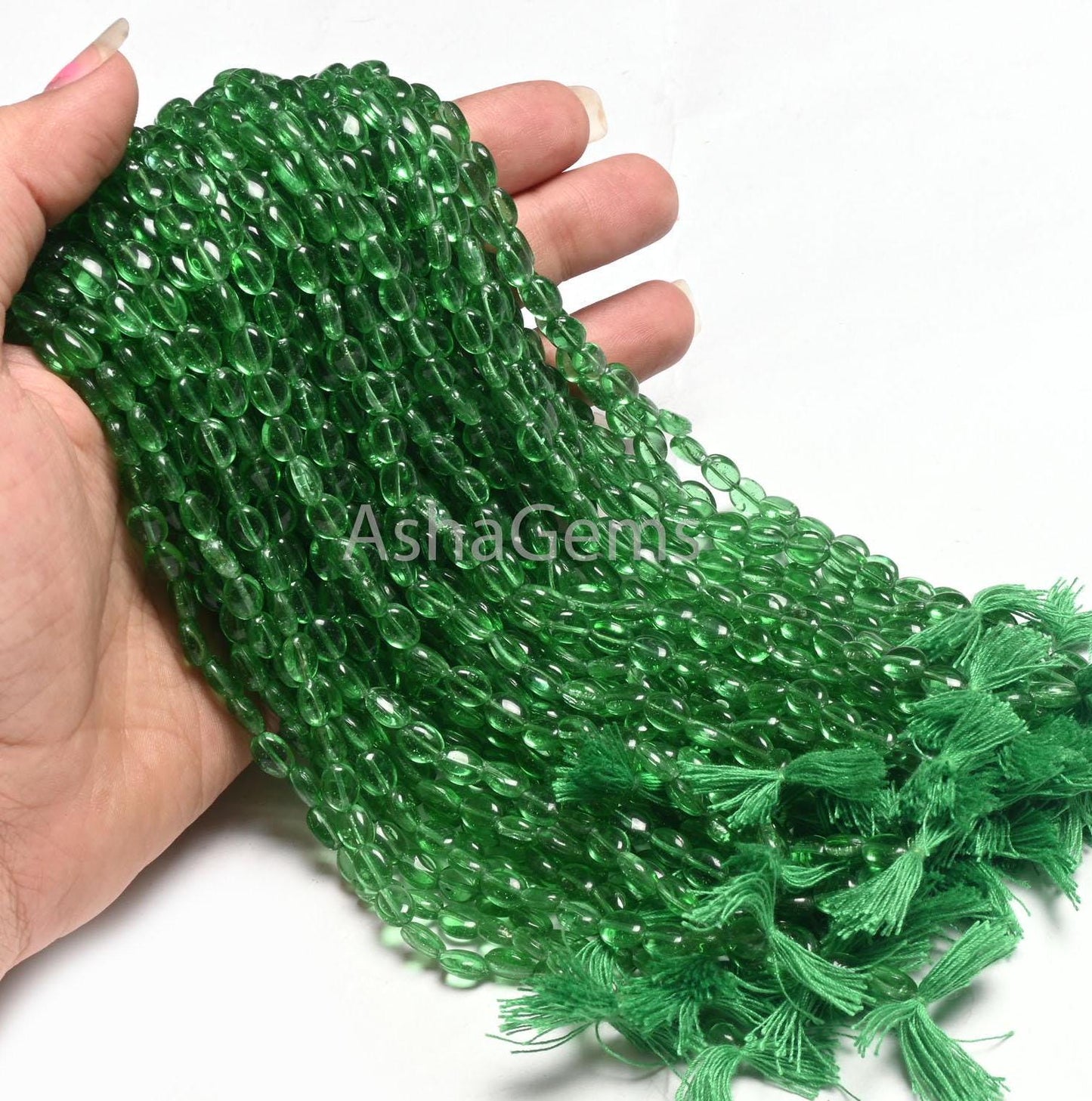 Fine Quality Tree Green Quartz Hydro Smooth Oval Shape Beads, Beautiful Translucent Green Hydro Plain Oval Handmade Beads Jewelry Craft SALE