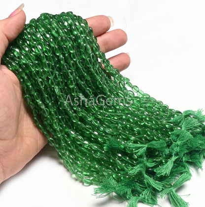 Fine Quality Tree Green Quartz Hydro Smooth Oval Shape Beads, Beautiful Translucent Green Hydro Plain Oval Handmade Beads Jewelry Craft SALE