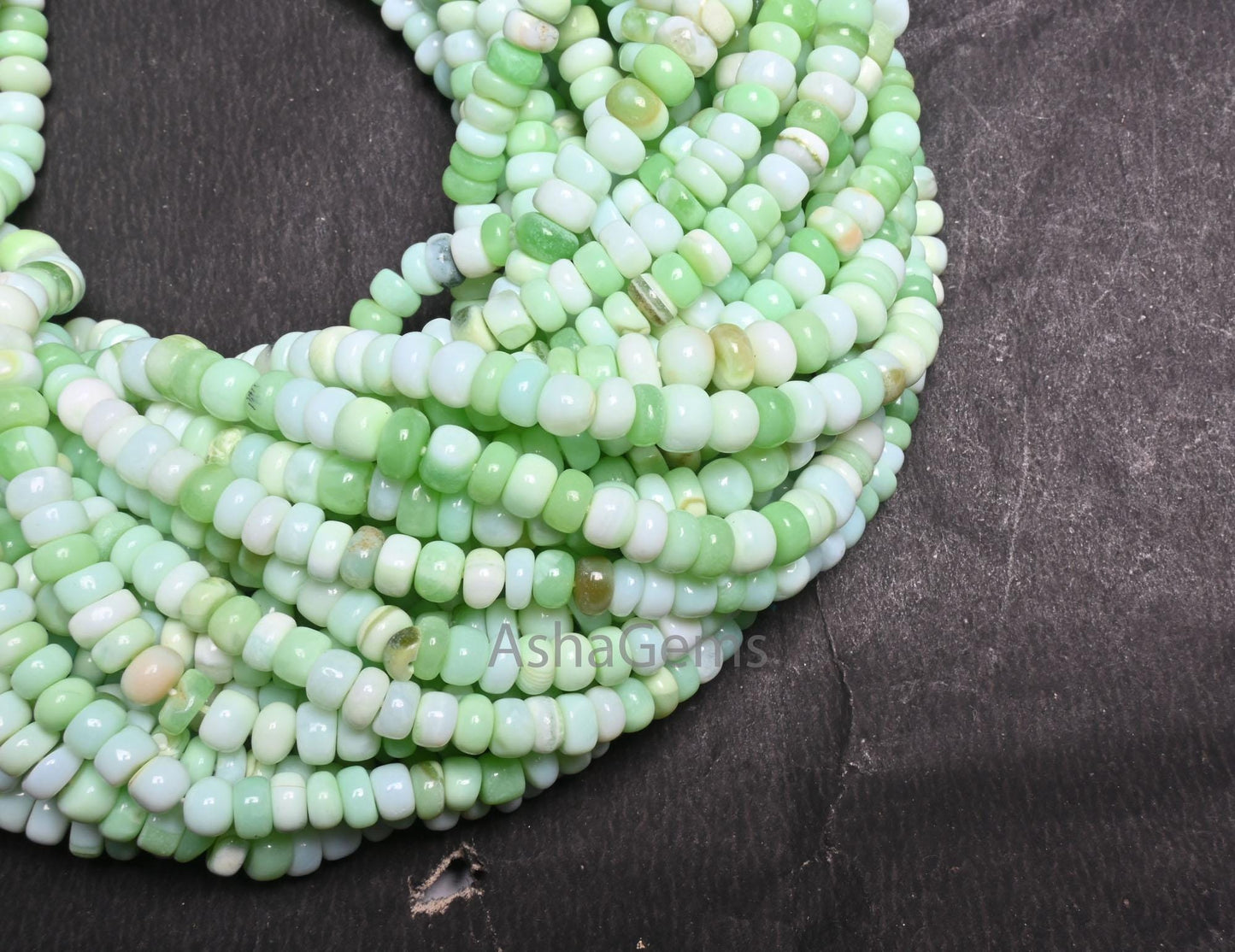 Beautiful Light Mint Green Opal smooth Gemstone Loose beads, Shaded Parrot Green opal Plain Handmade Uneven Rondelle Opal Bead Jewelry Craft (AG 12328)