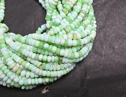 Beautiful Light Mint Green Opal smooth Gemstone Loose beads, Shaded Parrot Green opal Plain Handmade Uneven Rondelle Opal Bead Jewelry Craft (AG 12328)