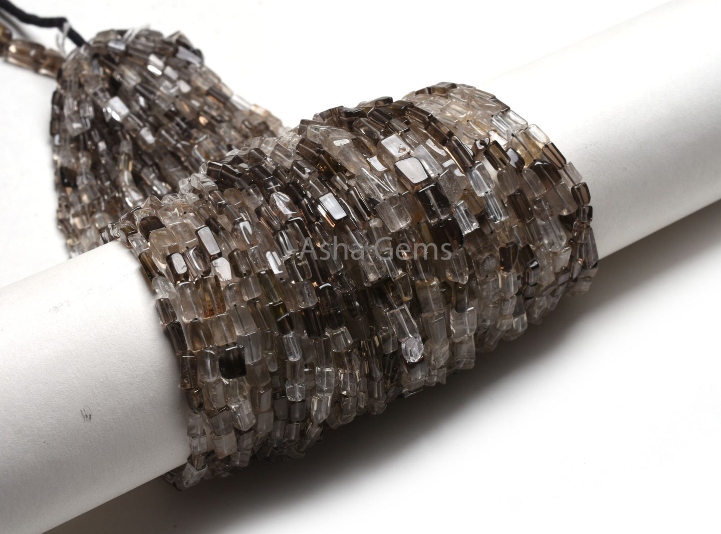 Beautiful Smoky Quartz Smooth Rectangle Handmade Beads,12.5" Strand Natural smoky Plain Uneven Rectangle Straight Drill Beads Jewelry Crafts