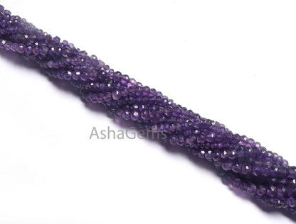 Fine Quality African Amethyst Faceted Rondelle Shape Beads,13"Natural Purple Amethyst Indian Machine Cut Gemstone Amethyst Bead Jewelry SALE