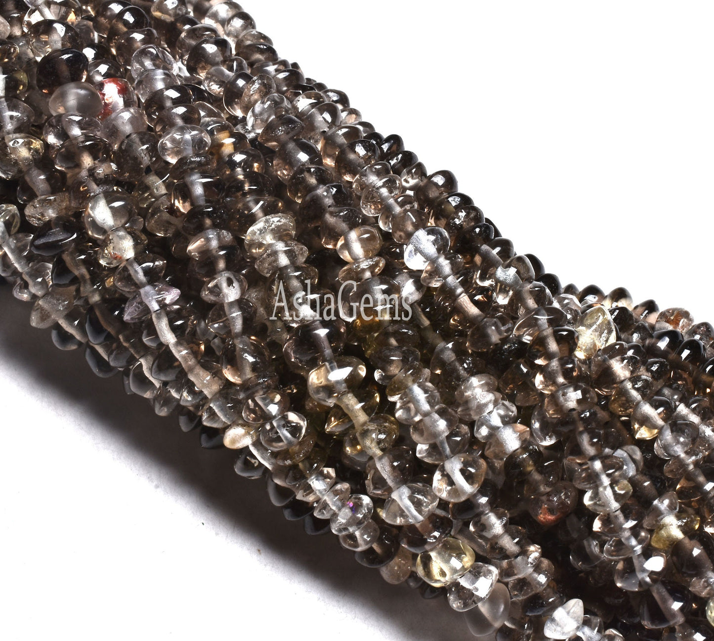 Natural Smoky quartz Button Shape Beads,13" Strand Shaded Smoky Smooth Button Beads, Gemstone Plain Handmade Button Beads For Jewelry Crafts