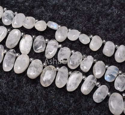 Rainbow Moonstone Smooth Oval Shape Beads, Natural Fire Rainbow Side Drill Oval Beads, White rainbow Plain uneven Oval Handmade Bead Jewelry