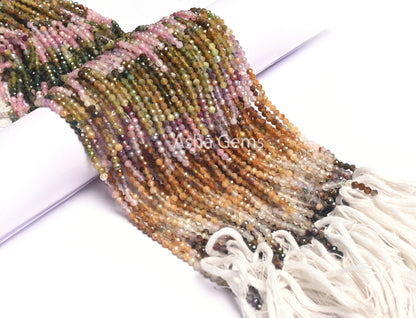 Beautiful Multi Color Tourmaline Faceted Rondelle Tiny Gemstone Beads,3 mm Tourmaline beads Natural Shaded Tourmaline Micro cut bead Jewelry