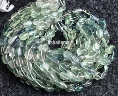 Beautiful Shaded Green Blue Fluorite Smooth Beads, Natural Fluorite Plain Oval Nugget Handmade Beads, Gemstone Fluorite Beads Jewelry Crafts