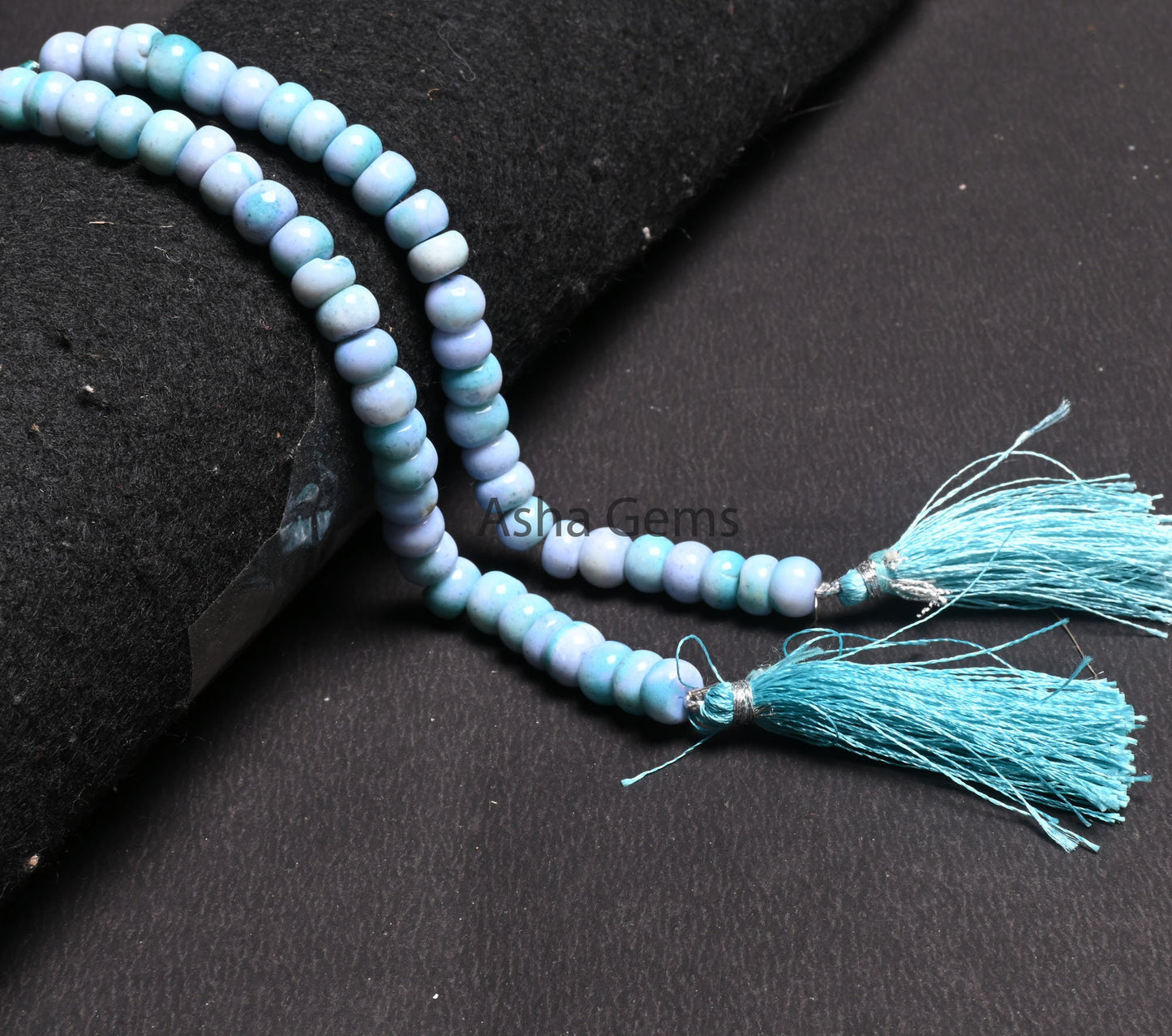 9 mm Shaded Blue Opal Smooth Rondelle Gemstone loose Beads, Fine Turquoise Blue Opal Plain Handmade Beads, Blue Opal Beads Jewelry Necklace