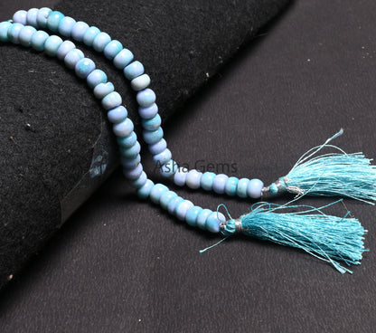 9 mm Shaded Blue Opal Smooth Rondelle Gemstone loose Beads, Fine Turquoise Blue Opal Plain Handmade Beads, Blue Opal Beads Jewelry Necklace