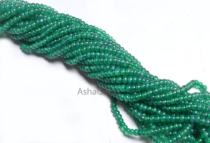 AAA Quality Green Onyx Smooth Rondelle Gemstone Beads,16" Strand Onyx Beads, Beautiful Green Onyx Plain Roundelle Handmade Bead Jewelry SALE