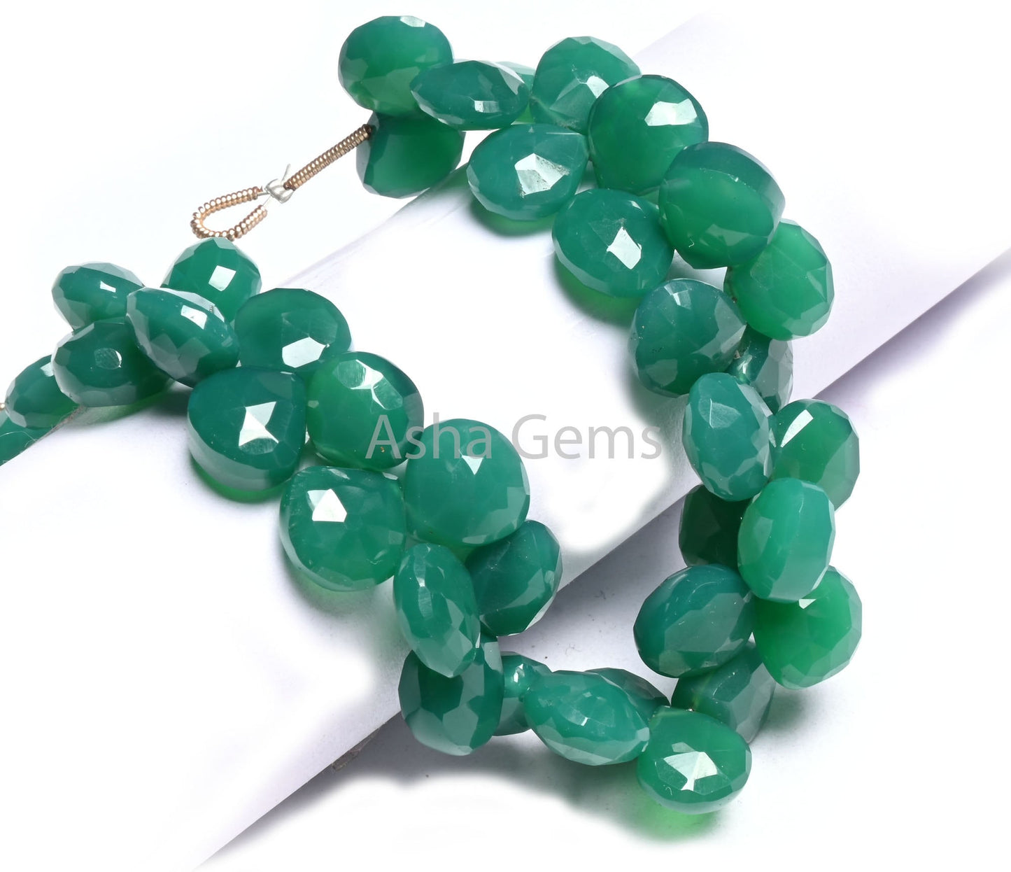 Green Onyx Faceted Heart Shape faceted Gemstone Beads,7" Both Side Loop Green Onyx Heart Briolette Side Drill Bead Jewelry Making Craft SALE