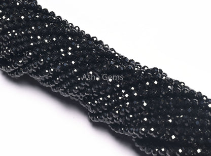 4 mm AAA Quality Black Spinel Micro Cut Round Shape Beads,12.5" Natural Spinel Faceted Round Ball Gemstone Spinal Beads Jewelry Making Craft