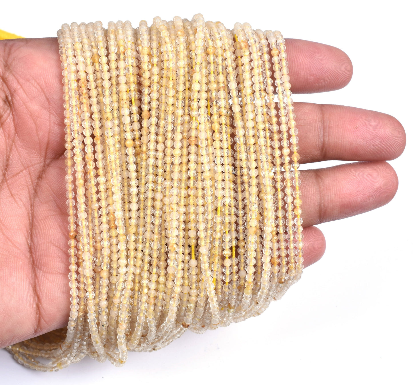 2.5 mm Beautiful Yellow Quartz Micro Cut Rondelle Beads,13"Golden Quartz Machine Cut Faceted Gemstone Beads, Quartz Bead Jewelry Making SALE