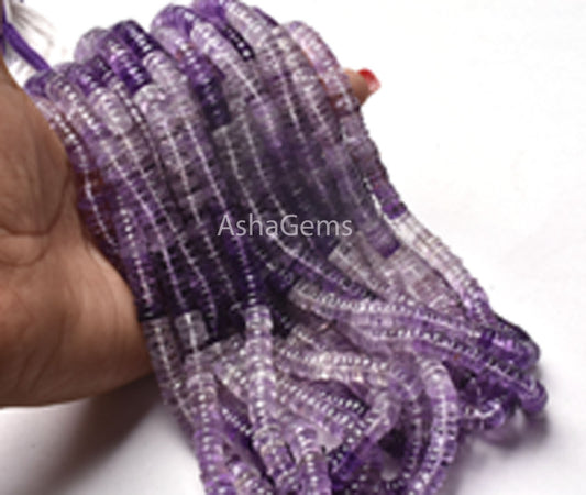 AAA Quality Shaded African Amethyst Smooth Tyre Shape Beads,7 mm Natural Purple Amethytst Plain Heishi Tyre Beads,Amethyst Bead Jewelry Sale