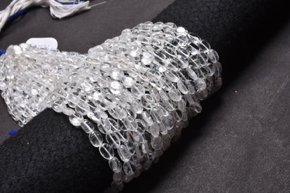 Beautiful White Crystal Quartz Smooth Oval Shape Gemstone Loose Beads,12.5" Strand Natural Crystal Plain Handmade Oval Beads Jewelry Crafts