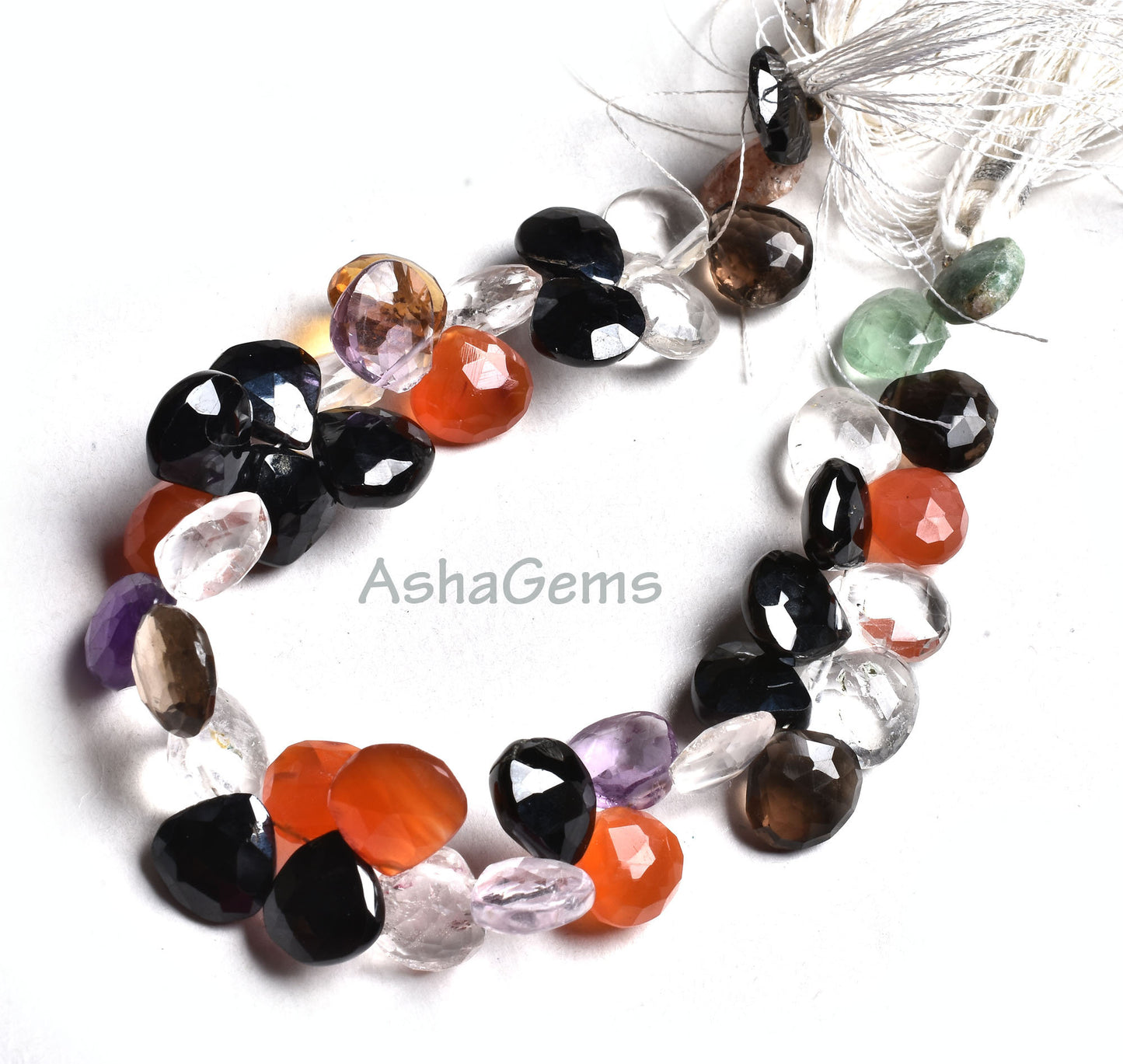 Beautiful Multi Color Gemstone Heart Shape Beads, Disco Heart Briolette Beads,7" Natural  Mix Color Stone Faceted Heart Beads Jewelry Crafts