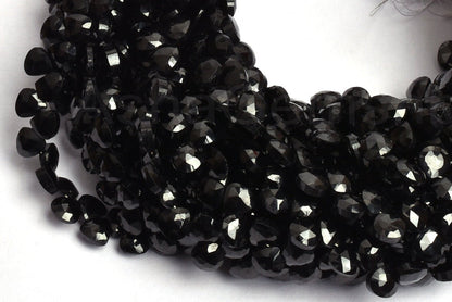 5mm AAA Quality Natural Black Spinel Faceted Heart Shape Beads, Black Spinel Machine Cut Tiny Heart Briolette Gemstone Bead  Jewelry Makings