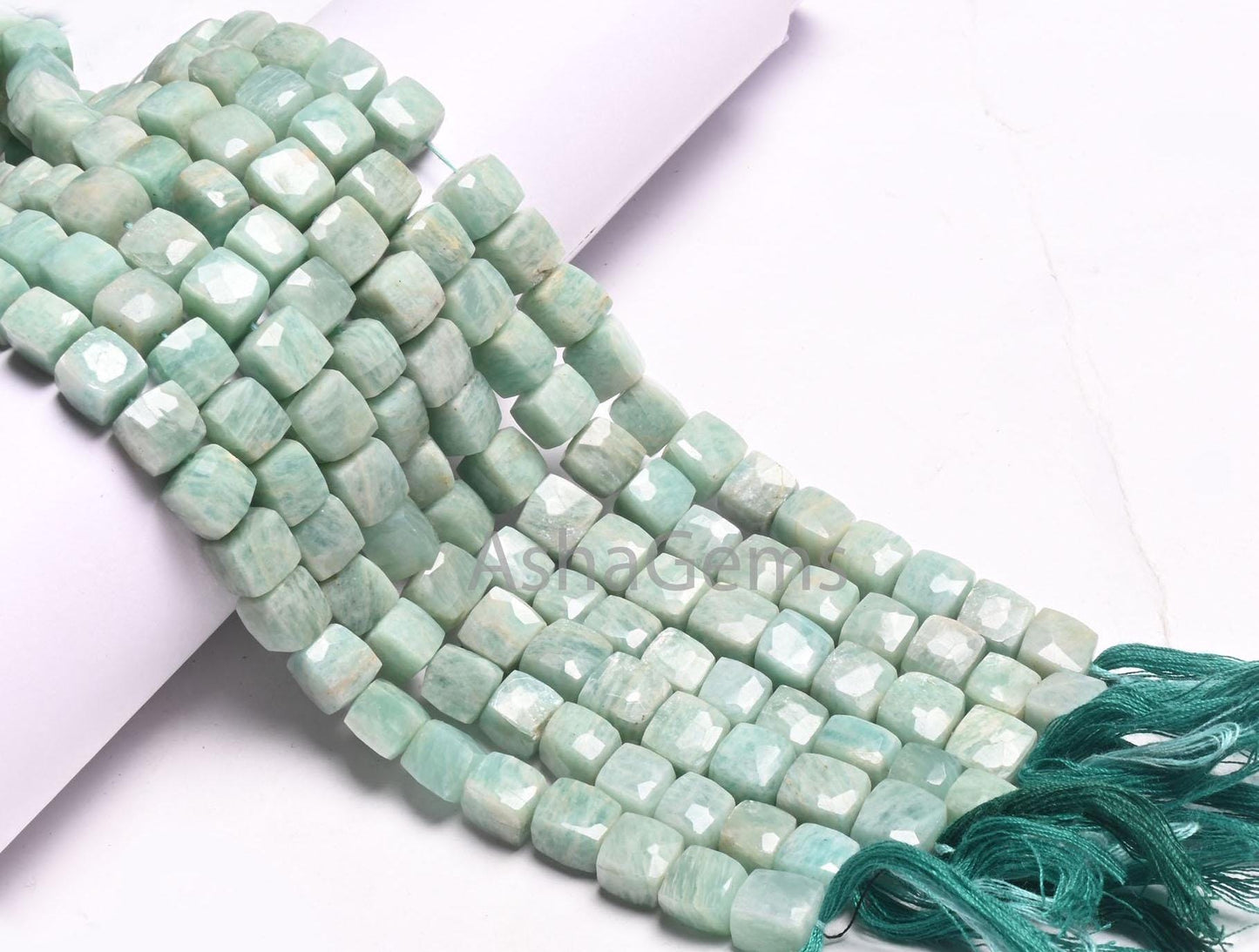 Beautiful Blue Amazonite Faceted Box Shape Gemstone Beads, Natural Amazonite Indian Cut 3D Cube Box Amazonite Bead Jewelry making Craft SALE