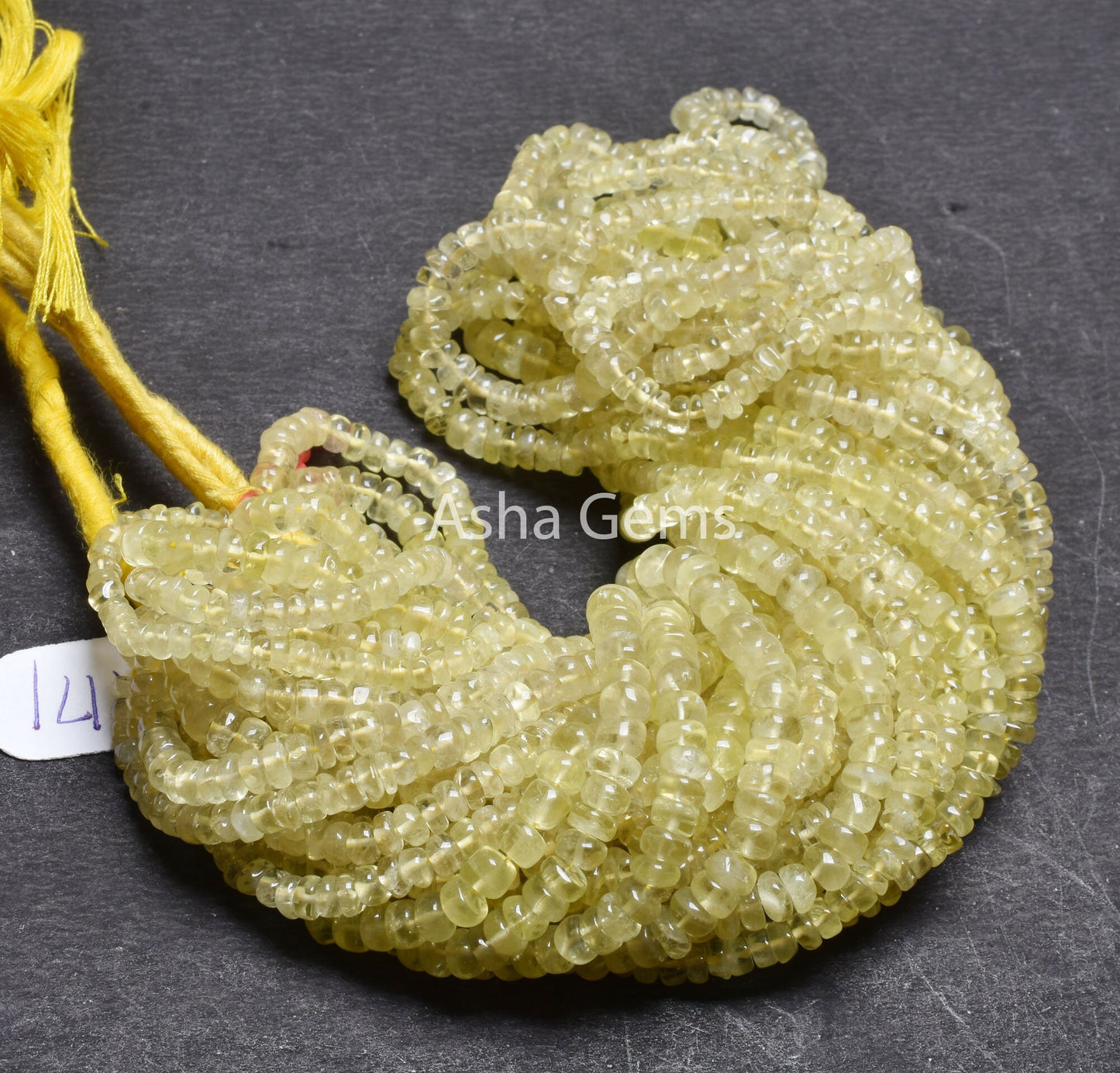 18" Strand Natural Lemon Quartz Smooth Gemstone beads, Lemon Yellow Quartz Plain Handmade Rondelle Beads, Lemon Beads Jewelry Making Crafts