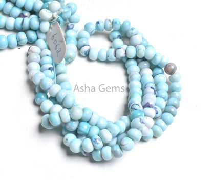 Beautiful Blue Opal Smooth Rondelle Shape Beads,8 mm Shaded Blue Opal Plain Roundelle Gemstone Beads opal Strand For Jewelry Handicraft SALE