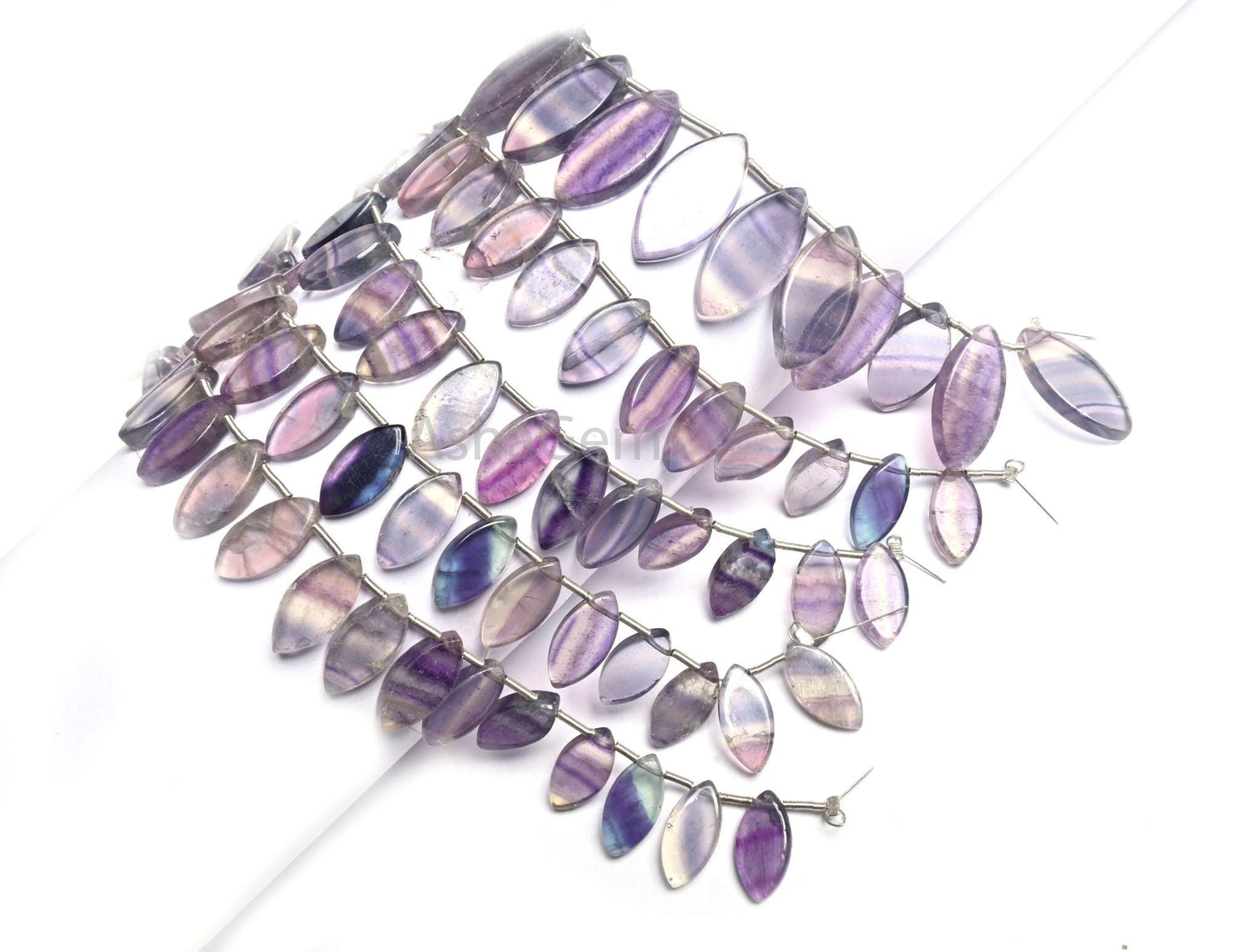 Beautiful Fluorite Fancy Flat Marquise Shape handmade Beads, Natural Shaded Purple Green Fluorite Fancy Marquise Slice Gemstone Bead Jewelry