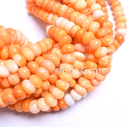 AAA Orange Opal Smooth Rondelle Beads, 8/16" Strand Shaded Fire Opal Color Handmade Gemstone carrot Orange opal beads Necklace Jewelry SALE