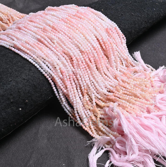 AAA Quality Pink Opal Faceted Rondelle Gemstone Tiny Beads,2.5 mm Genuine Opal Micro Cut Beads, Shaded Pink Opal Beads Jewelry Making Crafts