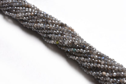 2.2 mm Labradorite Silver Coated Micro Cut Rondelle Beads,13" Strand Labradorite Machine Cut Gemstone Beads, Coated Labradorite Bead Jewelry