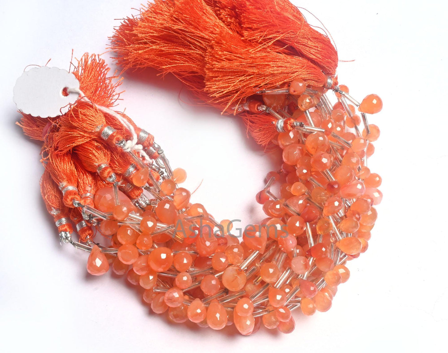 Beautiful Orange Carnelian Faceted Drop Shape Beads, Natural Carnelian Side Drill Gemstone Teardrop Fine carnelian Beads Jewelry Crafts SALE (AG 18599)
