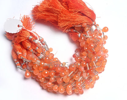 Beautiful Orange Carnelian Faceted Drop Shape Beads, Natural Carnelian Side Drill Gemstone Teardrop Fine carnelian Beads Jewelry Crafts SALE (AG 18599)