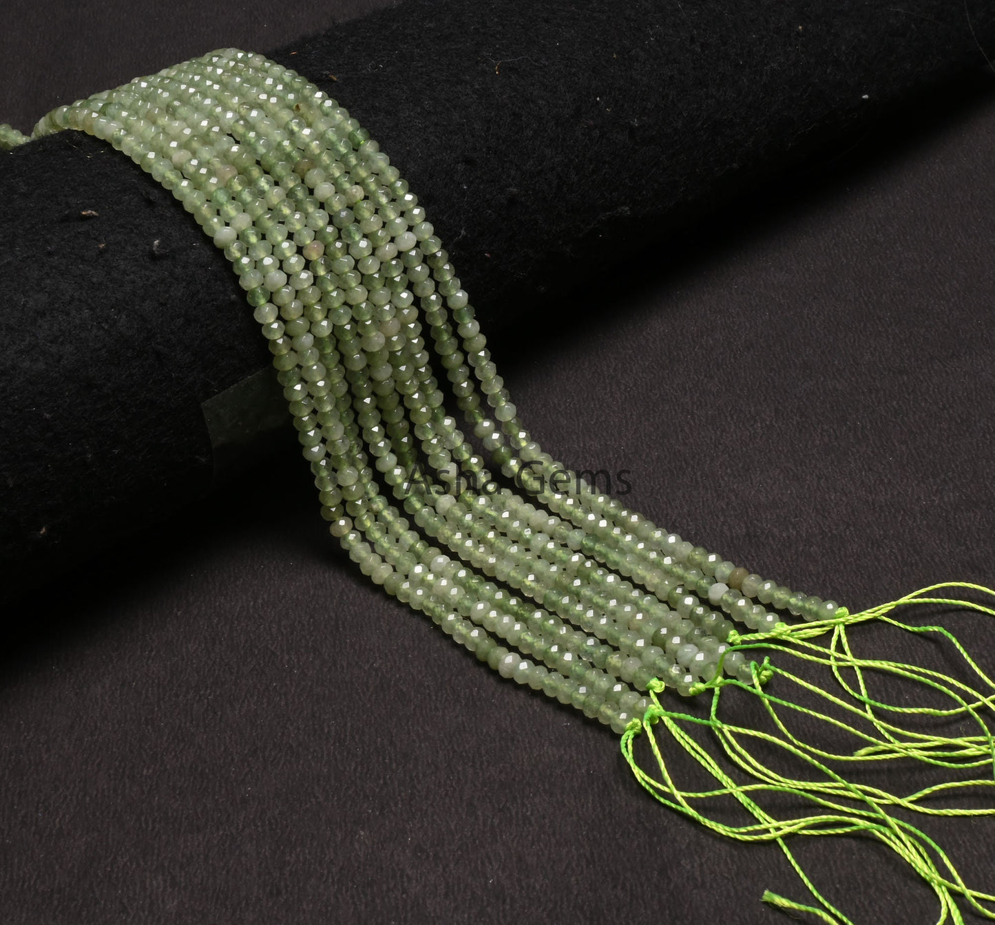 Shaded Light Green Jade Quartz Machine Cut Beads4.5 mm Fine Green Jade Quartz Faceted Rondelle Gemstone Loose Bead,13.5" Jewelry Crafts SALE