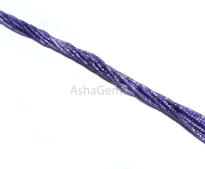 AAA Quality Shaded Purple Zircon Micro Machine Cut Rondelle Gemstone Beads, 13" Purple Blue Zircon Faceted Rondelle Beads Jewelry Necklace