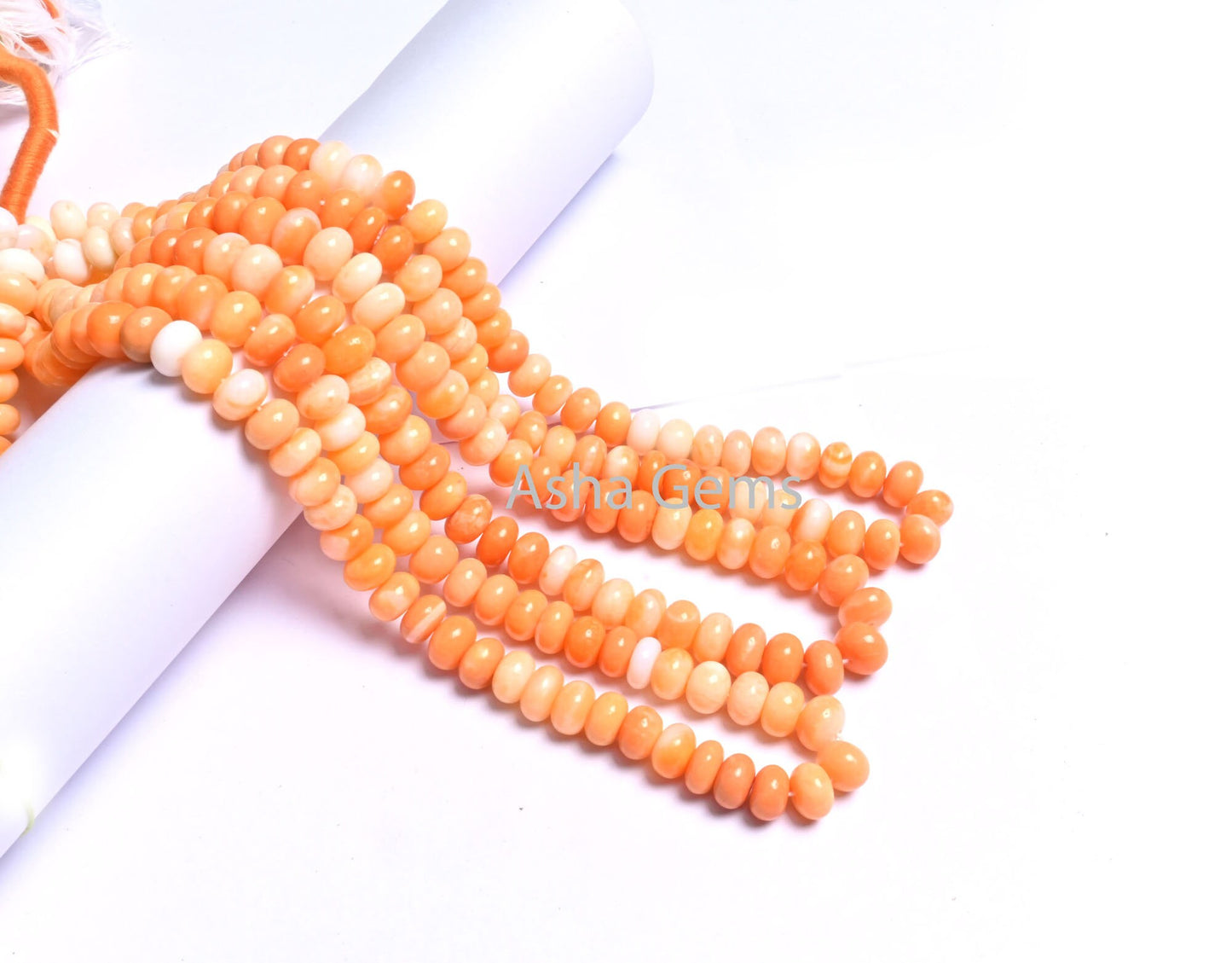 AAA Orange Opal Smooth Rondelle Beads, 8/16" Strand Shaded Fire Opal Color Handmade Gemstone carrot Orange opal beads Necklace Jewelry SALE