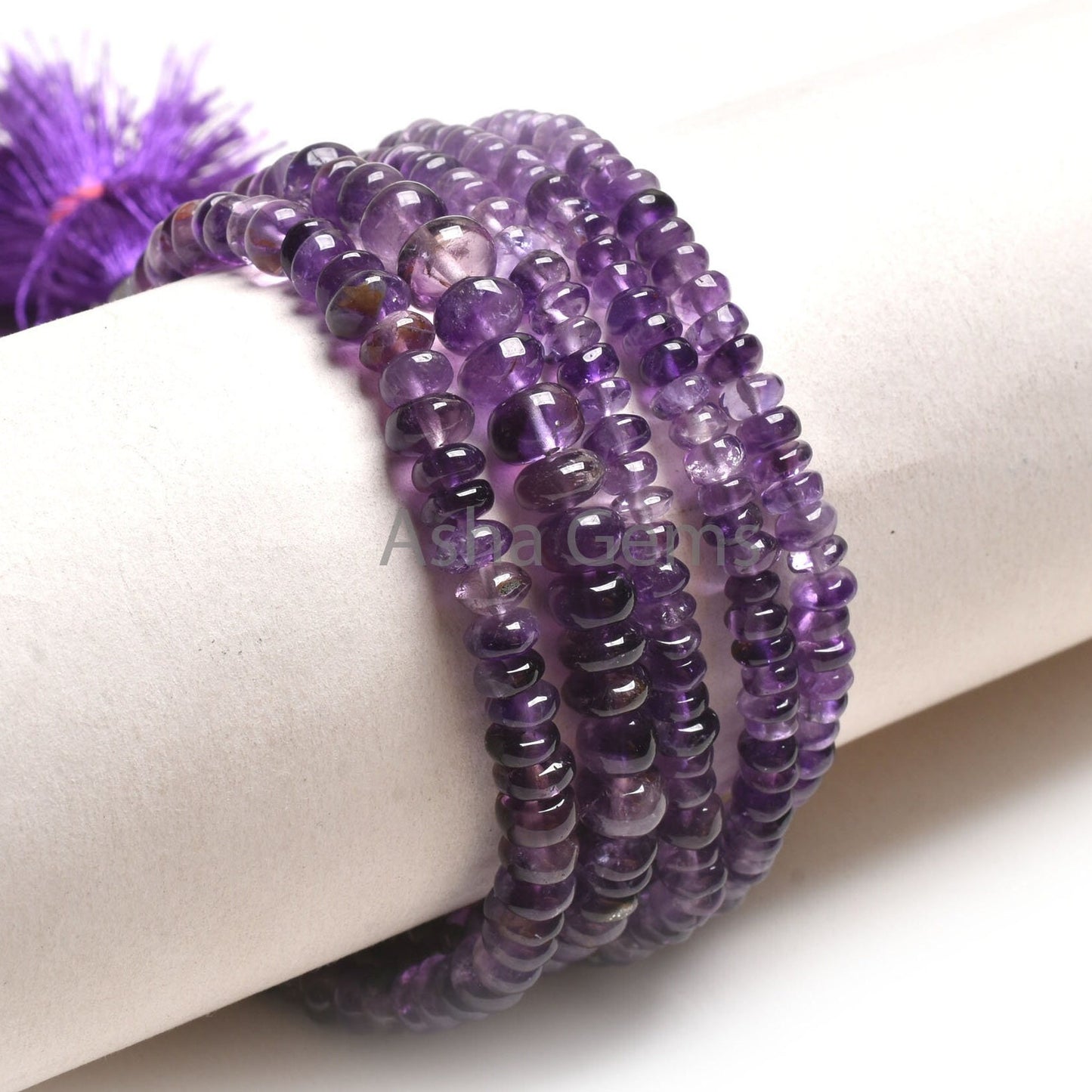 Fine Quality Shaded Purple Amethyst Smooth Rondelle Beads, Natural Amethyst Plain Handmade Gemstone Loose Bead Amethyst Jewelry Making Craft