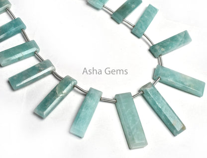Blue Amazonite Long stick shape Gemstone Beads,9" Strand Natural Amazonite Faceted Long Slice Uneven Beads, Flat Briolette Bead Jewelry SALE
