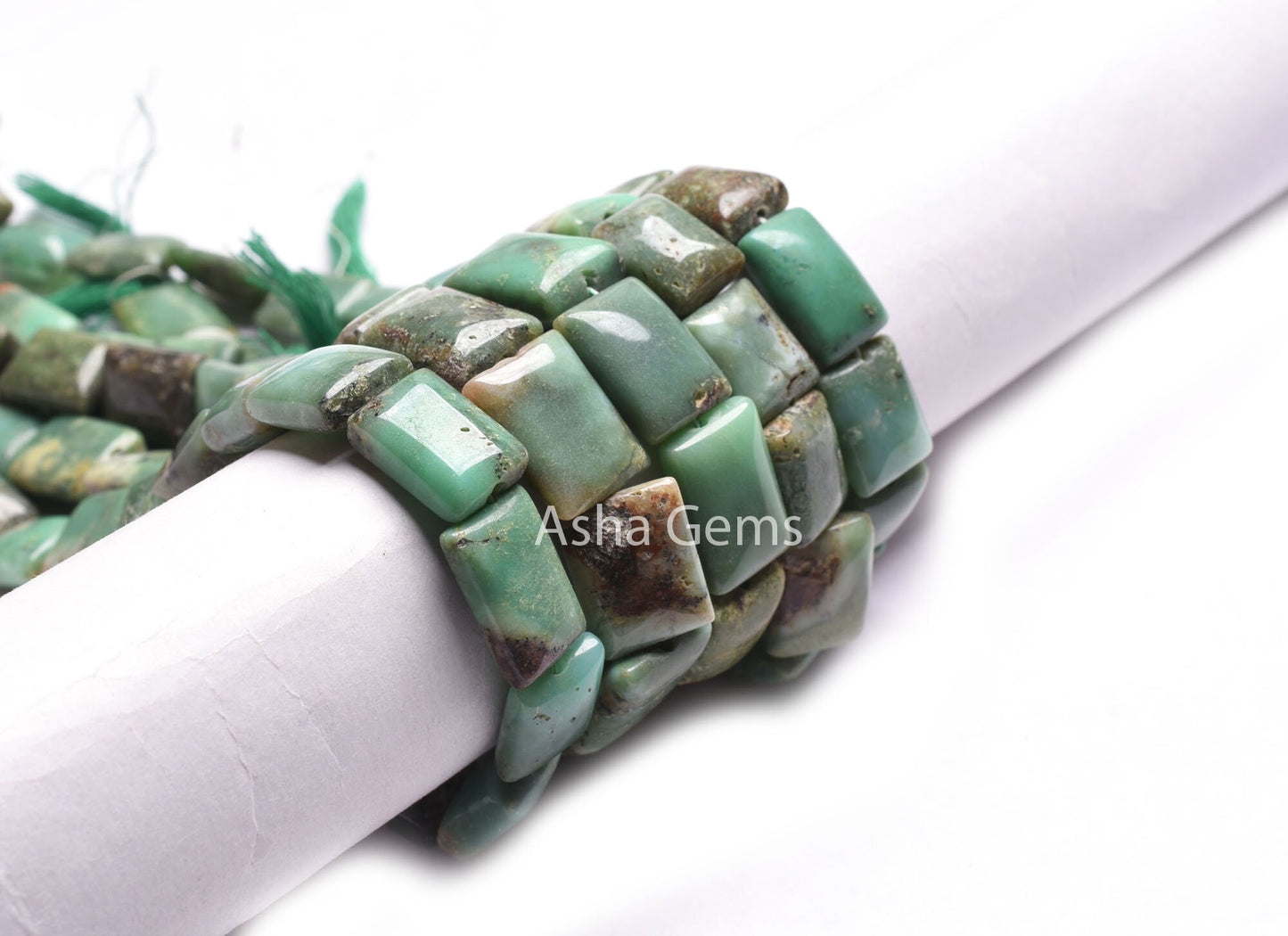 15" Strand Bio Green Chrysoprase Rectangle Handmade Beads, Natural Chrysoprase Fancy Chiclet Gemstone Beads, Chrysoprase Bead Jewelry Crafts