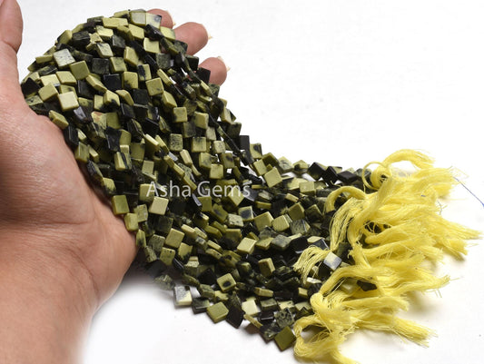 Natural Jasper Fancy Kite Shape Smooth Gemstone Beads,13" Shaded Green Black Jasper Square Side Drill handmade Jasper Beads Jewelry Crafts