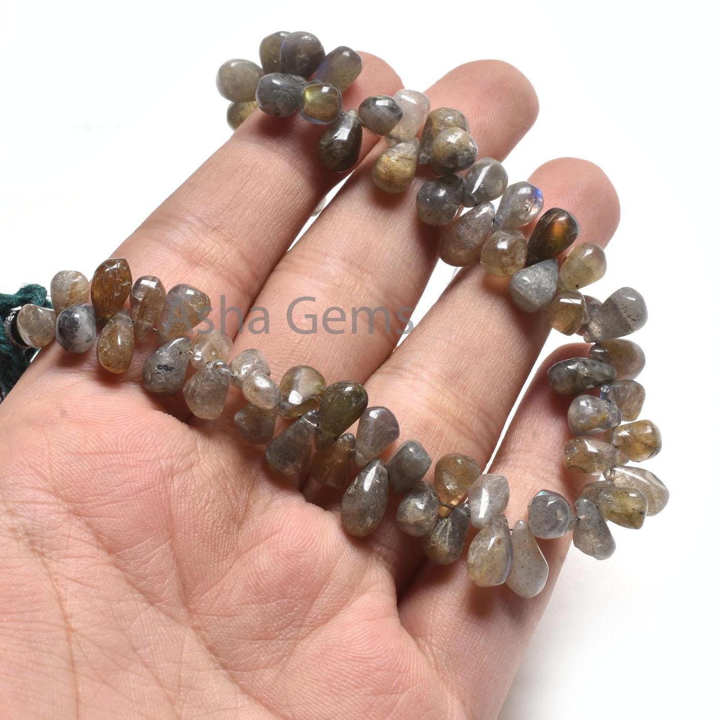 Natural labradorite Smooth Drops Shape Gemstone Beads, Multi Fire labradorite Beads Black Rainbow Uneven Handmade Drop Side Drill Bead Craft