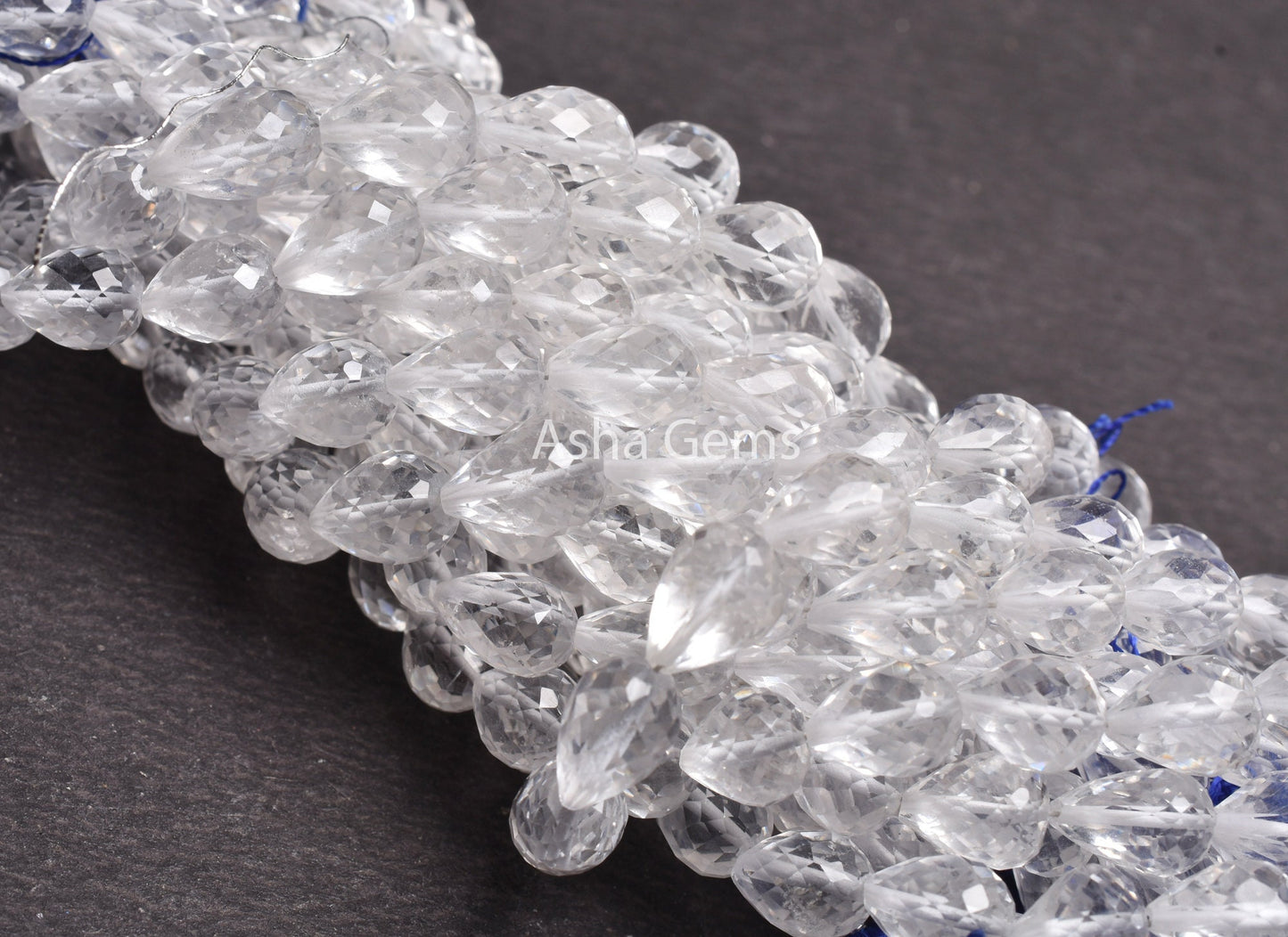 AAA Quality Crystal faceted Drops Straight Drill Beads,8"Strand Natural white Crystal Quartz Teardrop Machine Cut Gemstone Bead Jewelry SALE