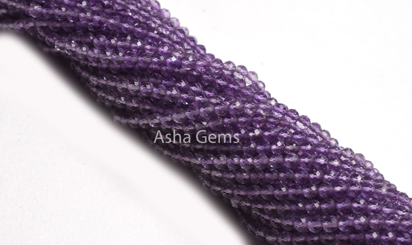 AAA Grade Pink Amethyst Faceted Gemstone Beads,2.7mm Natural Pink Amethyst Faceted Rondelle Shape Beads 13" Strand Amethyst Bead For Jewelry