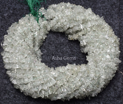 34"Strand Natural Green Amethyst Uncut Chips Beads Gemstone Smooth Raw Tiny Nugget Rough Beads fine Quality Green Amethyst Chip Jewelry Sale
