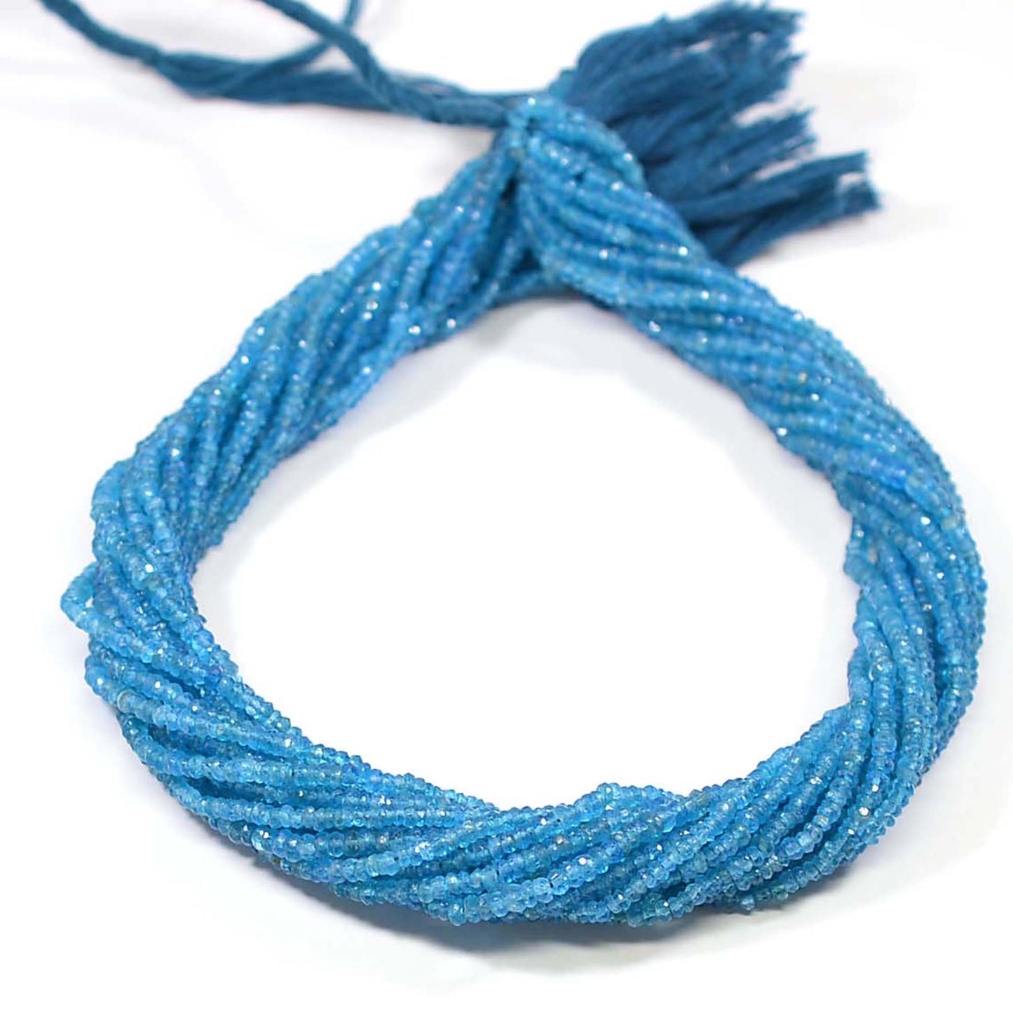 Beautiful Neon apatite Indian machine Cut Gemstone Beads, Fine Quality Neon Blue Apatite Faceted Rondelle Natural Apatite Bead Jewelry Craft