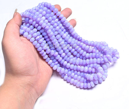 Beautiful Lavender Blue Opal Smooth Rondelle Handmade Beads,8 mm AAA Blue Opal Plain Gemstone Loose Beads Opal Jewelry Necklace Making Craft